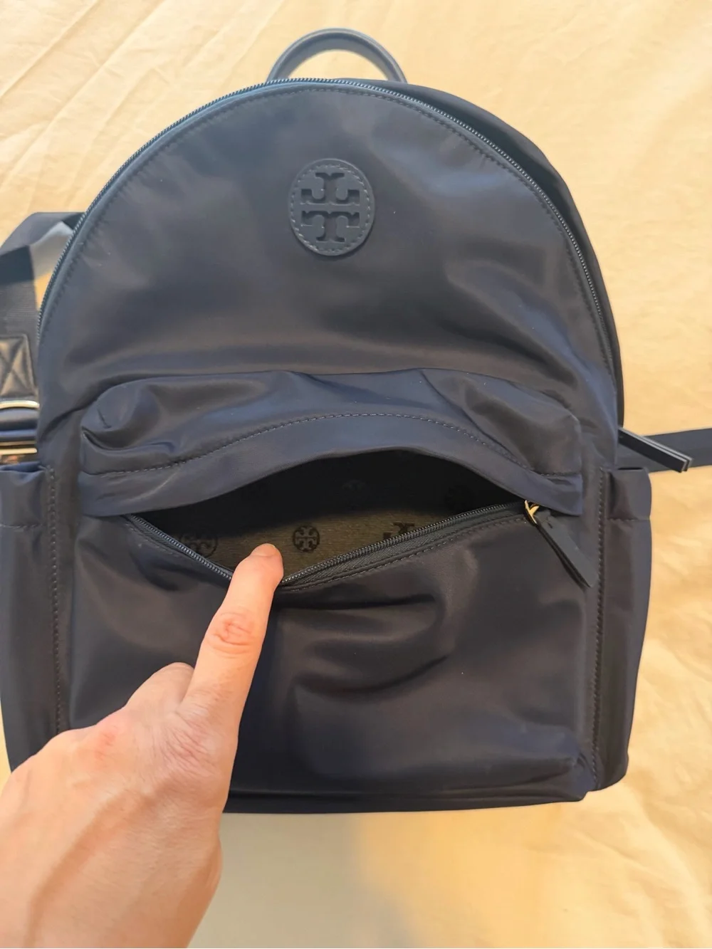 Tory Burch Ella Navy Nylon Backpack